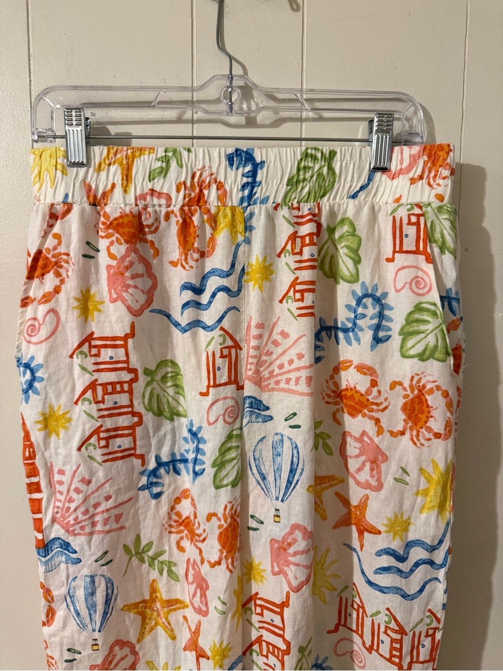 Panama Jack Linen Blend Pants Size M White Beach Lounge Coastal Resort - Picture 2 of 8